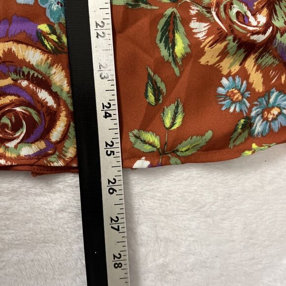 Daniel Rainn Shirt Womens Petite Large PL Sleeveless Brown Floral Keyhole Top - Picture 12 of 13